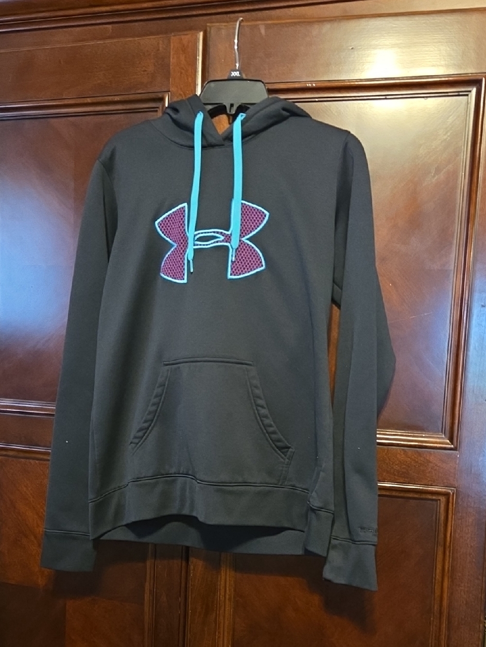 Under Armour‎ Black Hoodie with Teal Drawstrings & Purple Logo Detail